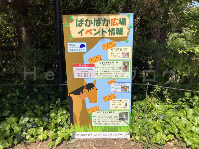 ぱかぱか広場のお知らせ内容が掲示されています。