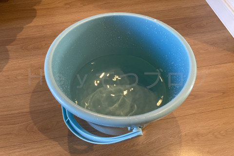 水槽の水1/3をバケツに入れたところ